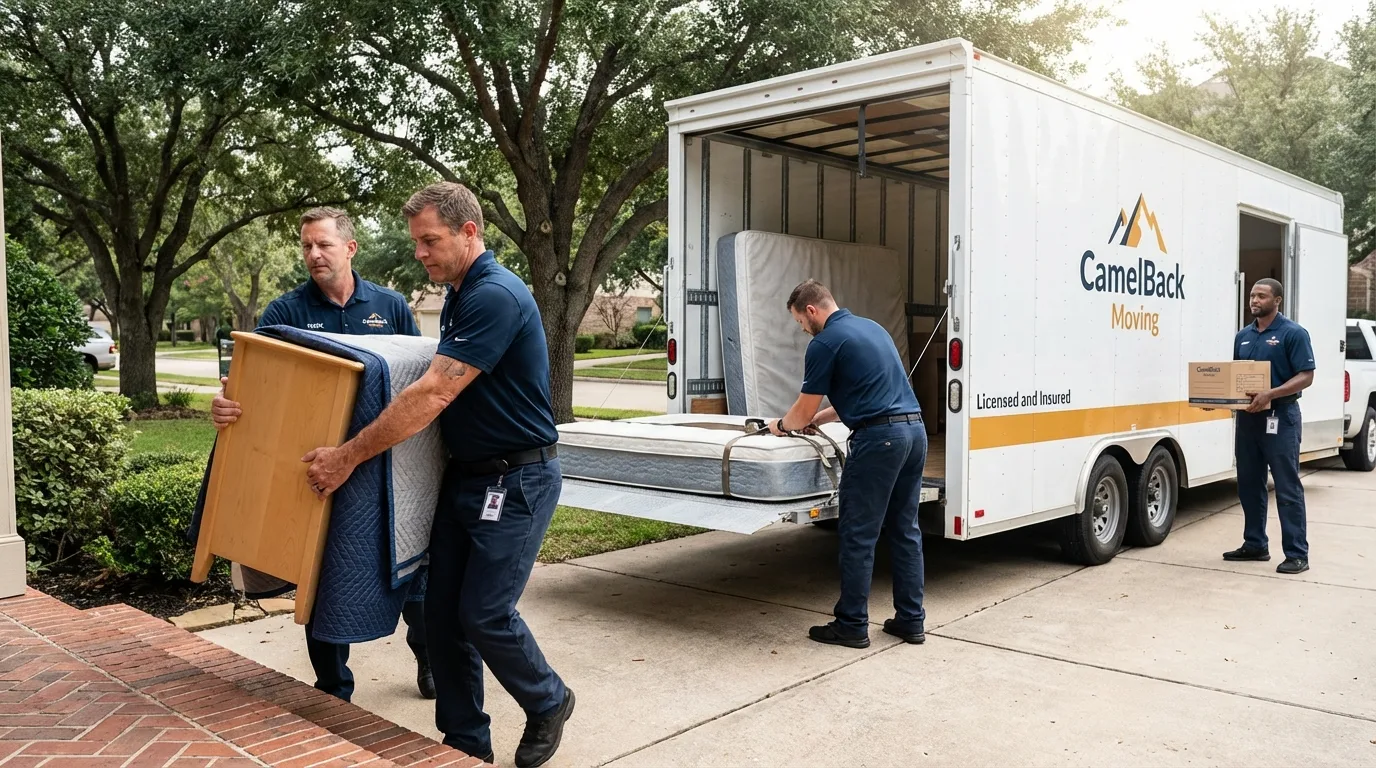 Crew loading residential truck for cross-state move from South Rockwood, MI
