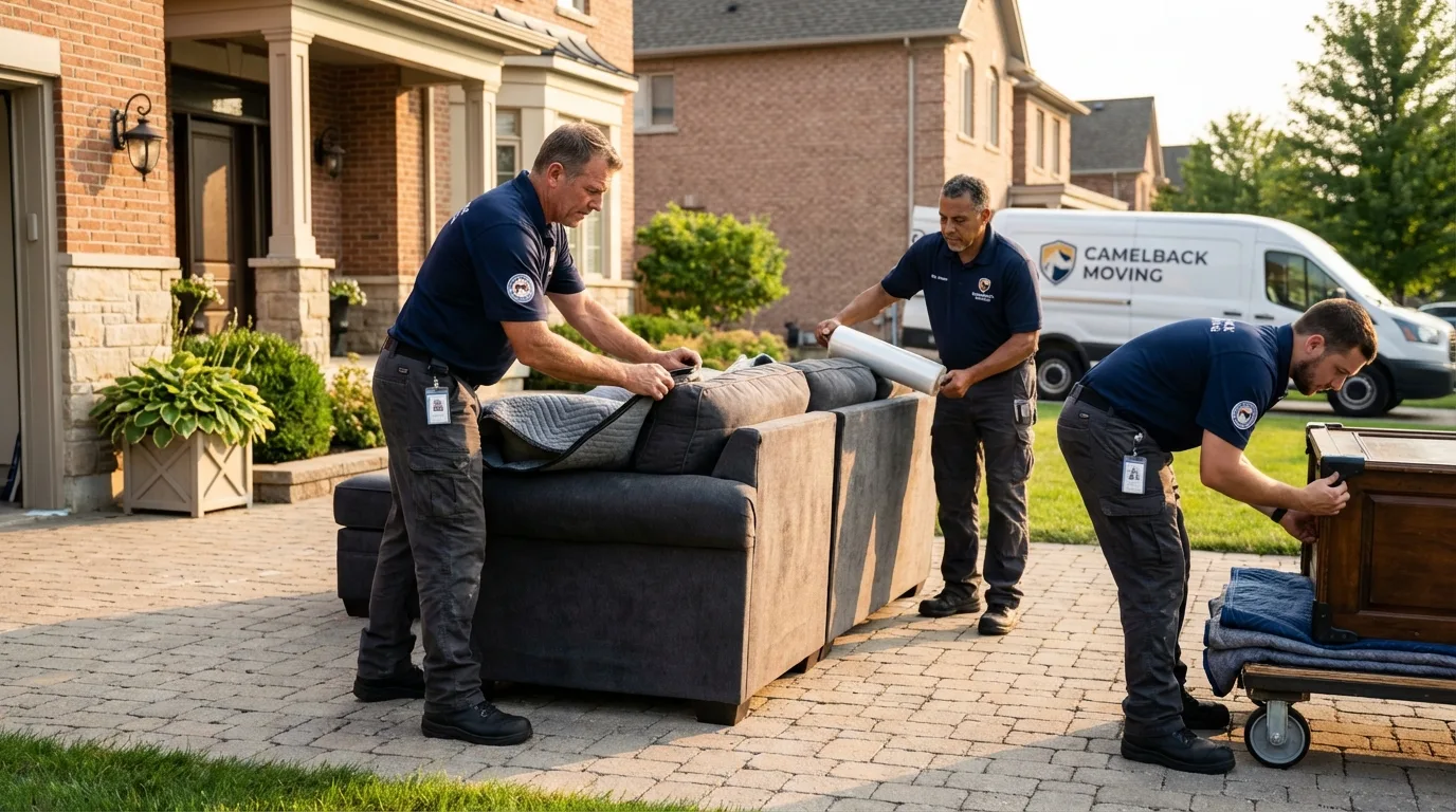 Large estate moving crew wrapping furniture in South Rockwood, MI