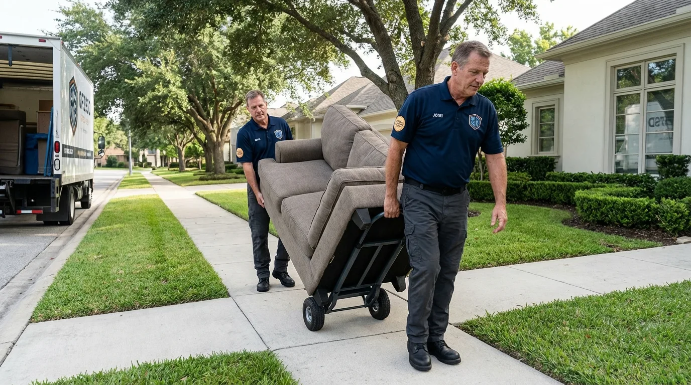 Local residential moving crew loading furniture in South Rockwood, MI